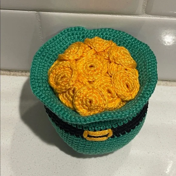 Handcrafted Crochet Pot of Gold Leprechaun Hat St. Patrick’s Day Holiday Decor - Picture 2 of 9